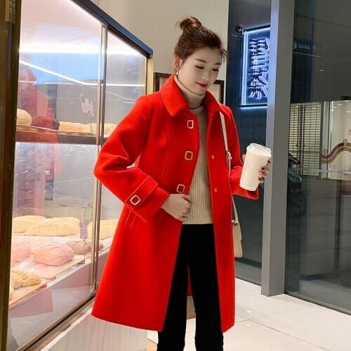 High-quality woolen coat female medium long 2020 new autumn and winter thicken coats Slim single-breasted womens overcoat