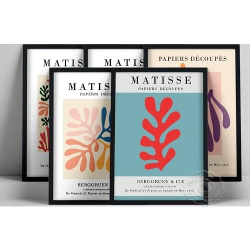 Henri Matisse Berggruen & Cie Exhibition Poster, Matisse Cut Outs Leaf Abstract Prints, Vintage Plant Picture, Kids Room Decor