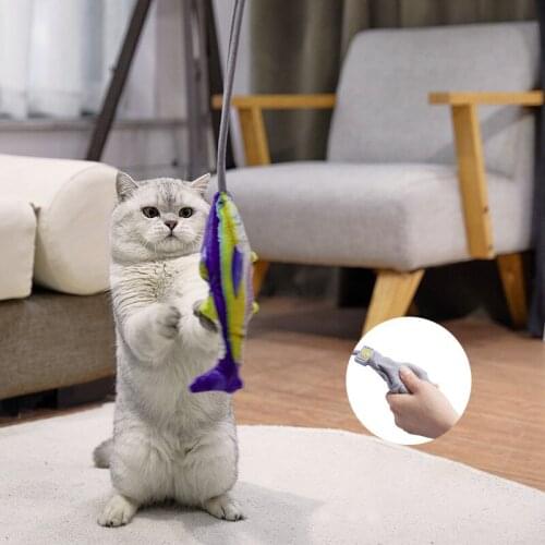 Pet Funny Cat Stick Simulation Jumping Fish Toy Kitten Interactive Stick Cat Fishing Rod Game Wand Toy Pet Supplies L