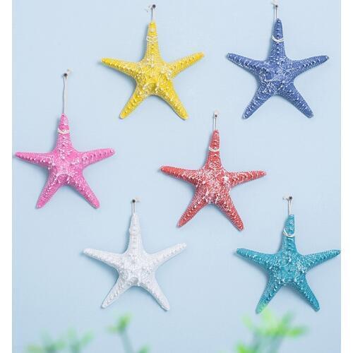 1PC Mediterranean Style Old Polished 5 Fingers Shantou Starfish Home Decor Wall Hanging Artificial Resin Starfish 3 Size 6 Color