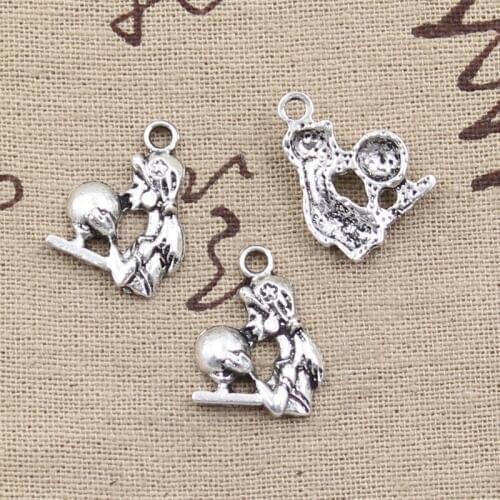 10pcs Charms Witch Fortune Teller Crystal Ball 20x15mm Antique Making Pendant,Tibetan Bronze Silver Color,DIY Handmade Jewelry