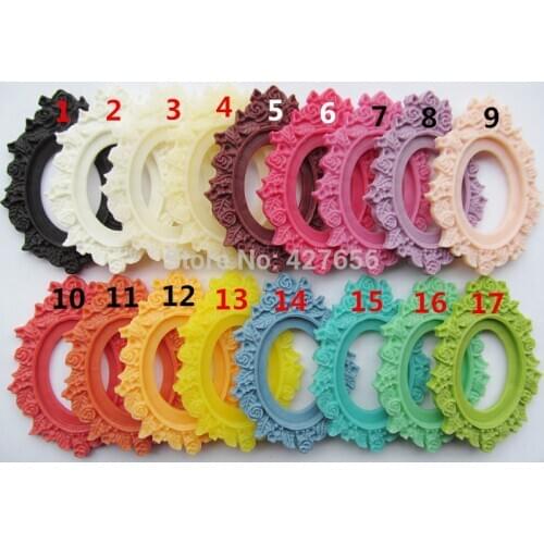 100pcs 17 Colors Oval Flatback Resin Frame Charm Finding,Filigree Flower Border Base Setting Tray, for 30x40mm Cabochon/Cameo