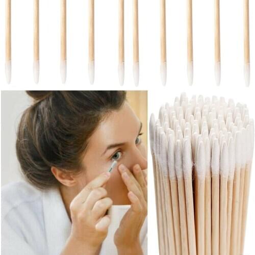 100Pcs wooden cotton swab makeup ear cleaning stick bud high quality makeup tool new