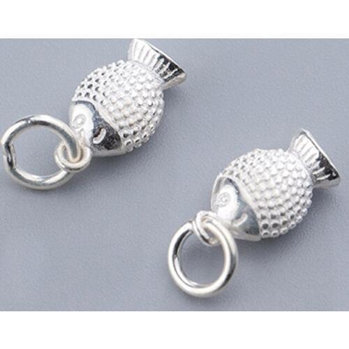 100% 925 Sterling Silver Fashion Ornament Pendants Designer Fish Silver Charms Fit Earrings Bracelets DIY Jewelry Making Gift