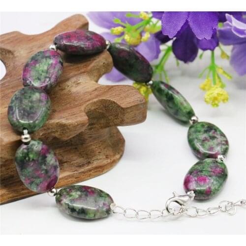 13X18mm Oval Epidote Bracelet Natural Stone Accessories Jewelry Making Design Alloy Septal Beads Hand Made DIY Women Girls Gifts