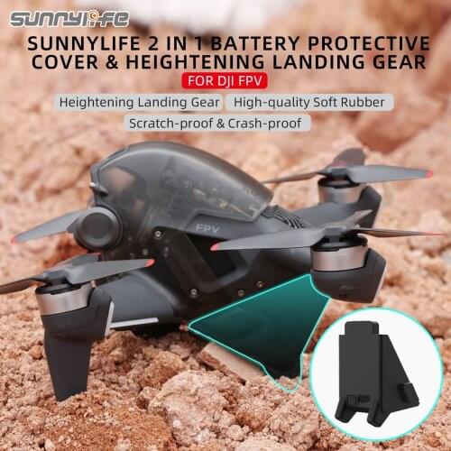 2 in 1 Battery Protective Cover Heightening Landing Gear Crash-proof Silicone Cover for DJI FPV