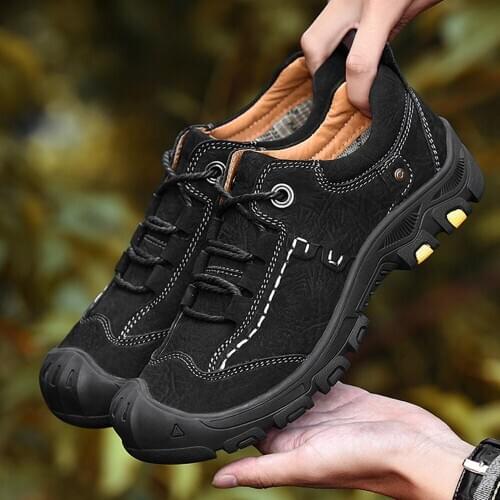 2021 new leather casual shoes low-top hiking shoes breathable outdoor off-road non-slip mens shoes wear-resistant sports