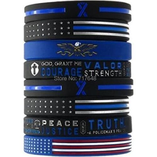 40pcs thin line Policemans Prayer American Flag with Bald Eagle Emblem wristband silicone bracelets free shipping by epacket A