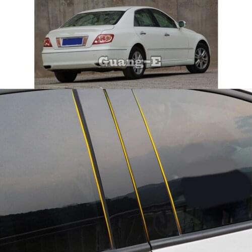 Car PC Material Pillar Post Cover Door Trim Window Piano Black Molding Sticker Plate For Toyota Reiz/MARK X 2005 2006-2009