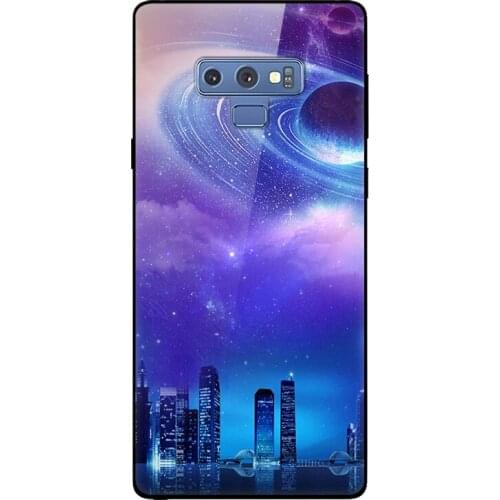 For Samsung Galaxy Note 9 Phone Case Tempered Glass Case Back Cover Star Sky Pattern