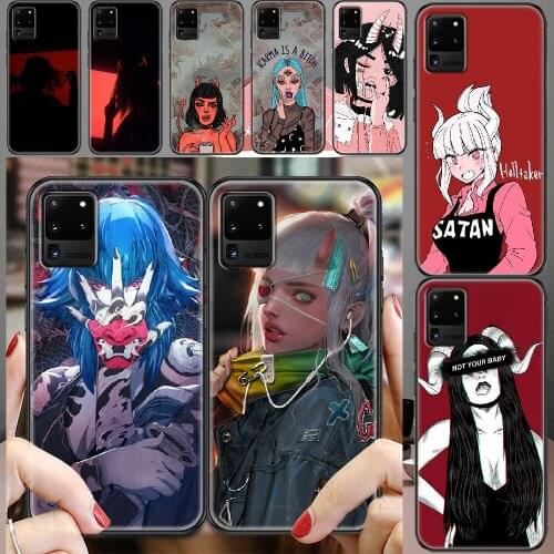 Sexy Devil Girl Anime Phone case For Samsung Galaxy Note 4 8 9 10 20 S8 S9 S10 S10E S20 Plus UITRA Ultra black art hoesjes 3D