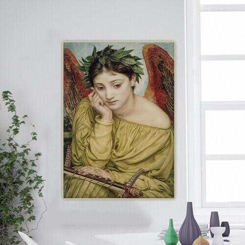 Citon Edward John Poynter《Erato Muse Of Poetry.1870》Canvas Art Oil Painting Artwork Poster Picture Wall Decor Home Decoration