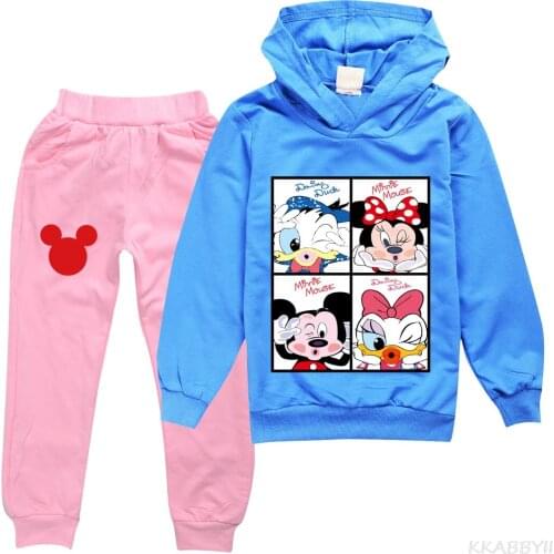 Disney Minicatone Animation Spring Fall Boys and Girls Wear Hooded Hoodies With Long Sleeve Hoodies + Trouser Sets