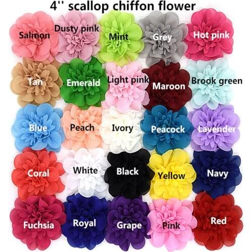 4'' scallop chiffon flower 25pcs/lot, DIY Flowers Kids Boutique Flower Chiffon Flowers Hair Accessories
