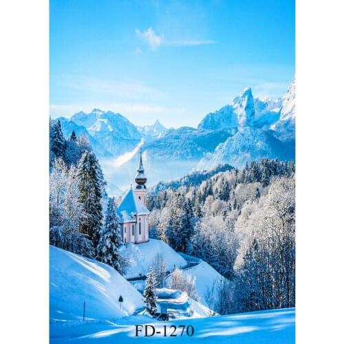 Snowy Castle Mountain Photographic Background For Photo Booth Children Kids Baby Vinyl Cloth Printed Photo Backdrop Photo Studio