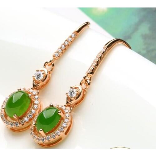 Natural Hetian jade Jasper pendant earrings jewelry earrings egg surface Inlaid Jade earrings jewelry genuine female style
