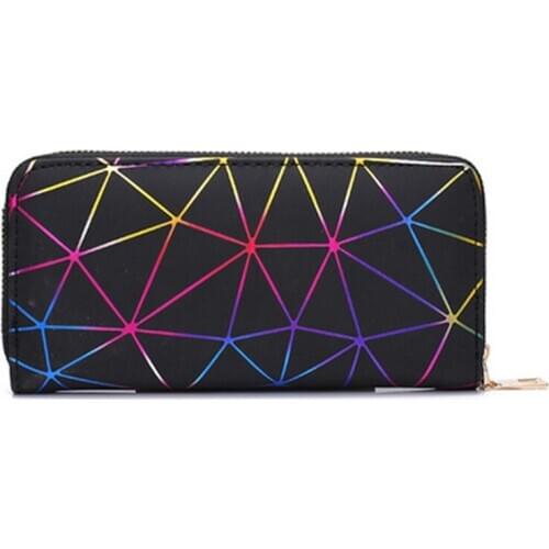 Phone Purses Women Wallets Big Female Purse Leather Ladies Long Wallets For Women Card Clutch Striped Line Double Zipper Purses