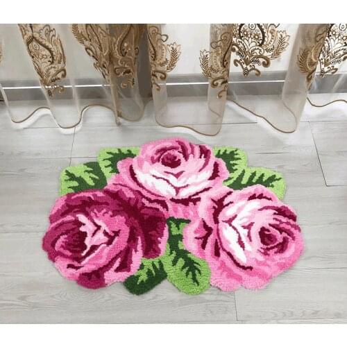 3D Red Rose Carpet for Bethroom Livingroom Carpets Pink Rose Floor Mat Flower Rugs Bath Mats Anti-slip 80*60cm Rug Tapetes