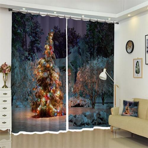 Christmast ree cute Children 3d Digital Printing Stereo Cutoff Curtains High Precision Door Curtain Custom size Curtain