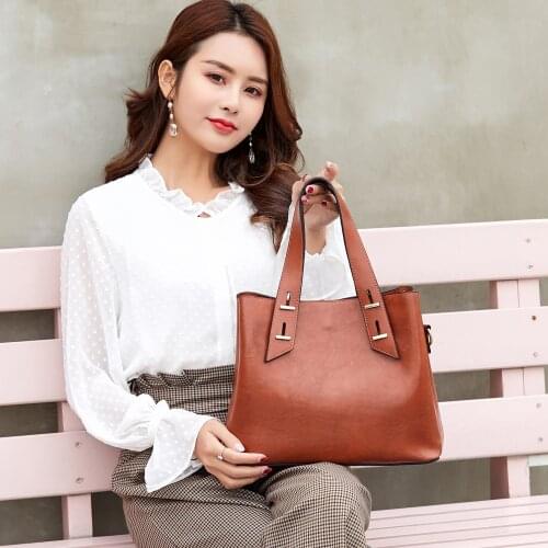 Oil Wax Leather Shoulder Bags for women 2021 Top-handle Bag Luxury Handbags Vintage Women Bag Trendy Big Tote Bag Bolsa Feminina