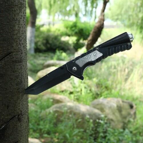 RUIMEI Jungle Tactical Saber, High-Hardness Multi-Function Folding Knife, Hunting, Camping, Self-Defense, Complimentary Compass