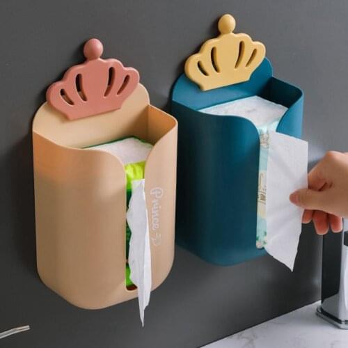 Wall Mounted Tissue Box Space Saving Toilet Tissue Dispensers 2021 Self Adhesive Tissue Holder Box Bathroom Storage for Kitchen