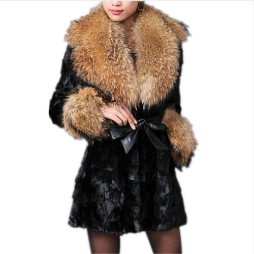 Mink fur coat female 2019 autumn winter new Fox hair long mink coat Fur coat women jacket