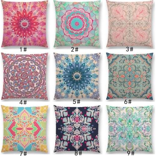 New Fantastic Snowflake Flowers Gorgeous Floral Doodle Colourful Decorative Pattern Mandalas Cushion Cover Sofa Pillow Case