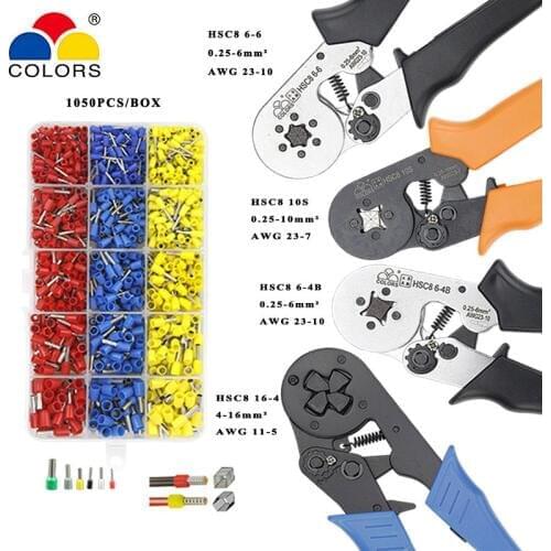 Crimping tools pliers electrical tubular terminals box mini clamp HSC8 10S 0.25-10mm2 23-7AWG 6-4B/6-6 0.25-6mm2 16-4 hand tools