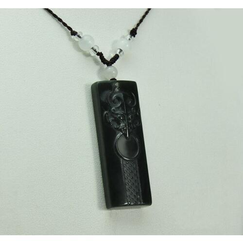 Natural Real Green HETIAN Stone Pendant Chinese Dragon Amulet Pendant Necklace Mens Fashion Jewelry Free Rope