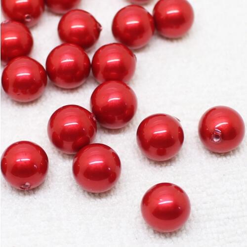 Half Drilled 8/10mm Matte Red Shell Pearl Round Beads 20pcs ,For DIYJewelry making!We provide mixed wholesale for all items