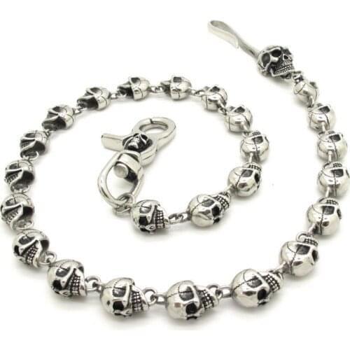 Arrival factiry Price Punk Mens Biker Cool Skull Jean Chain accessory Costume Jewelry 316L Stainless Steel Gift