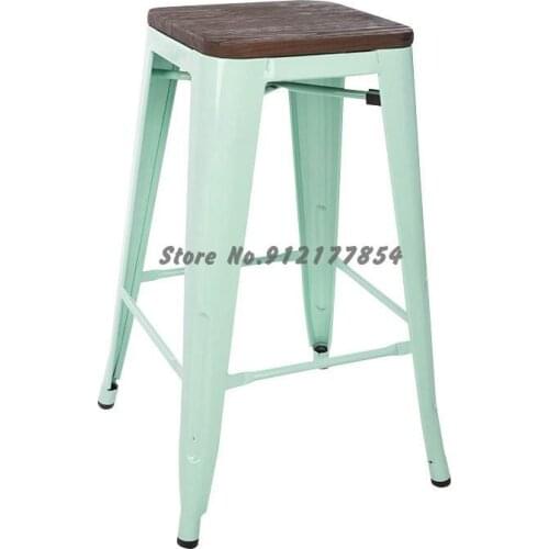 Industrial Style Bar Stool High Foot Bar Chair European Style Simple Wrought Iron Bar Stool Restaurant Waiting Desk Stool