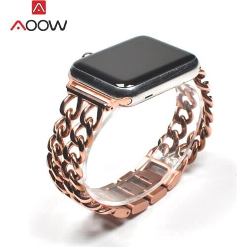 Stainless Steel Strap for Apple Watch 4 5 38mm 42mm 40mm 44mm Rose gold Jewelry Women Metal Replace Bracelet Band for iwatch 123