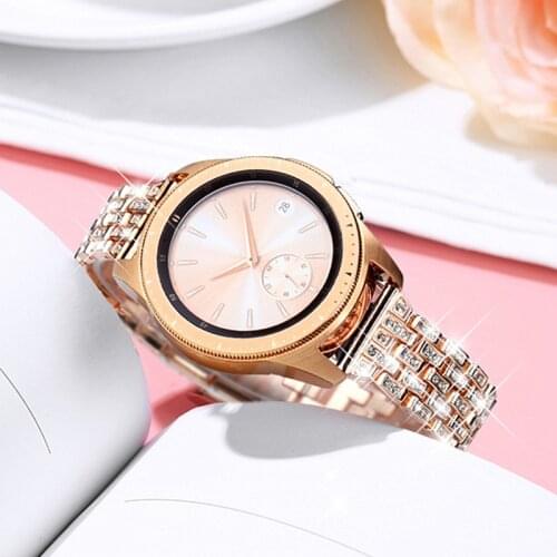 Fashion Strap For Samsung Galaxy Watch 3 45mm 41mm Active 2 Band Galaxy 42mm Bling Stainless Steel Bracelet Huawei Watch GT 2
