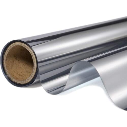 Self-Adhesive One Way Mirror Window Glass Privacy Film PET UV-Proof Daytime Decorative Silver Transparent Sunscreen Film Vinyl