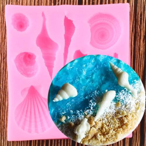 1Pcs DIY Lovely Shell Starfish Conch Sea Silicone Mold Fondant Cake Decorating Tools Soap Mold Cake Chocolate