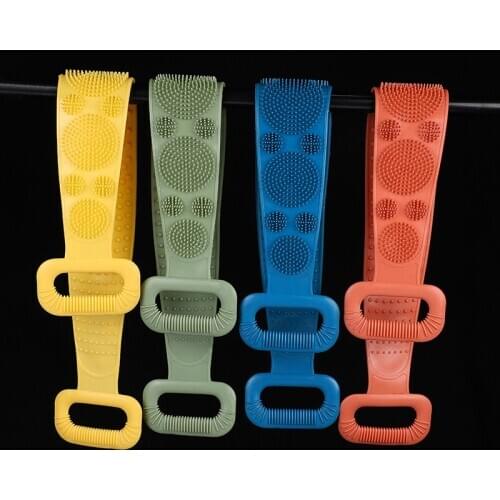 Silicone Back Scrubber Soft Loofah Bath Towel Brush Belt Body Exfoliating Massage for Shower Body Cleaning Bathroom Shower Strap