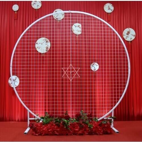 Wedding Decoration Stage Wrought Iron circle ring Background wall Props Ornaments Arch Wedding Screen Grid Arch Site Layout prop