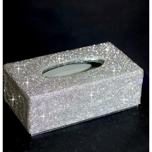 High-grade Crystal Diamond Tissue Box Home Car Napkin Holder Box Styling Bling Luxury Living Room Decor Facial Wipes Container