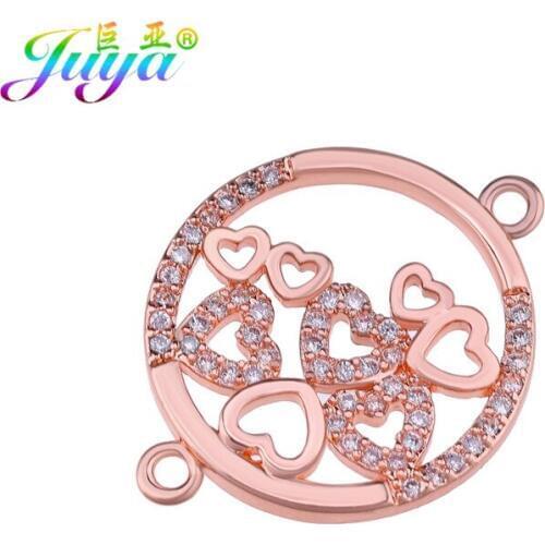 Juya Hand made DIY Jewelry Components Round Circle Heart Connector For Women Fashion Earring Bracelet Necklace Jewelry Making