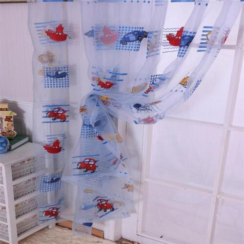 Children Car Pattern Drape Panel Sheer Scarf Door Room Window Curtain 1*2M Hot