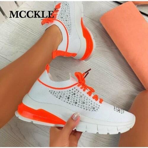 Women Sneakers Lace Up Crystal Vulcanized Shoes Woman Breathable Casual Mesh Light Ladies Flat Shoes 2021 Female Footwear