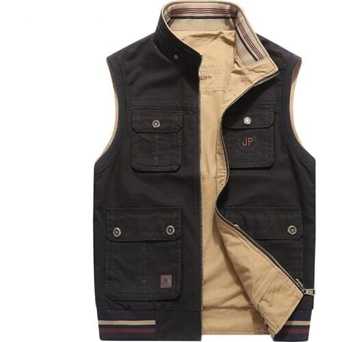 Brand 2020 Plus Size M-8XL Tactical Vest Men Cotton Spring Autumn Cargo Casual Multi Pockets Waistcoat Jacket Photographer Vests