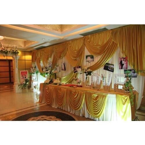 Gold Wedding Backdrop Drapes Curtain background 10ft x 20ft wholesale wedding fabric party Backdrop banquet stage decoration