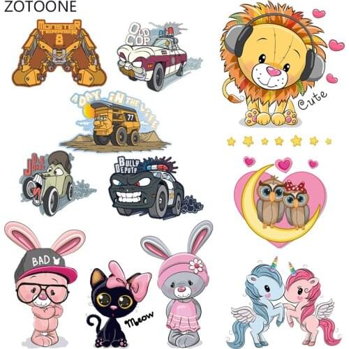 ZOTOONE Cute Car Stripes Iron on Transfer Patches on Clothing Diy Patch Heat Transfer for Clothes Decoration Sticker for Kids G