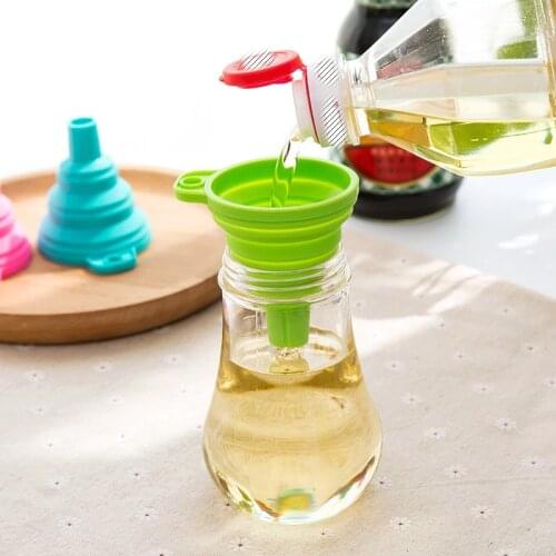 1Pcs Silicone Foldable Collapsible Funnel Household Kitchen Cooking Tools Portable Wine Mini Portable Oil Pot Funnel
