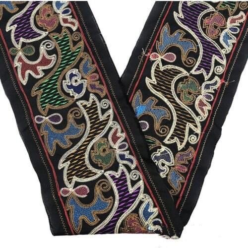 1 Yards Retro Ethnic Clothing Accessories Embroidery Lace Code High Density Embroidery Bag Belt Lace Flower Ribbon