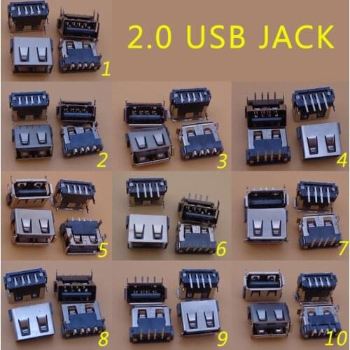10-100pcs USB 2.0 charging Port Jack 4pin 180-degree 90-degree dock Plug Female Male Socket connector Motherboard Short body