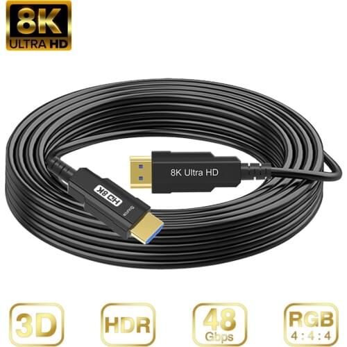 100% Real Fiber Optic Cable HDMI 2.1 8K High Speed 48Gbps 8K@60Hz 4K@120Hz HDCP2.2 4:4:4 HDR eARC for PS5 HDTV Blu-ray Player